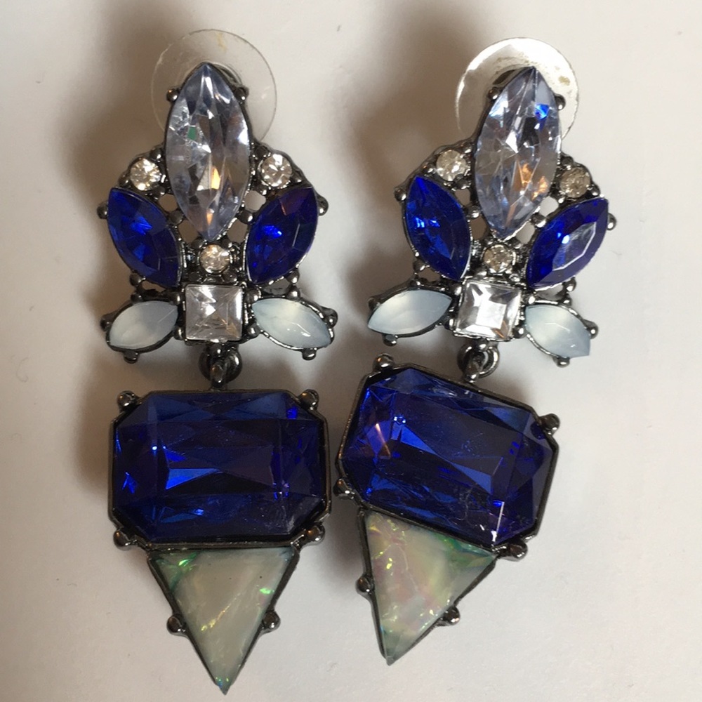 Beautiful Blue Statement Drop Earrings